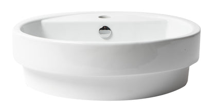 ALFI brand  ABC702 White 19" Round Semi Recessed Ceramic Sink with Faucet Hole