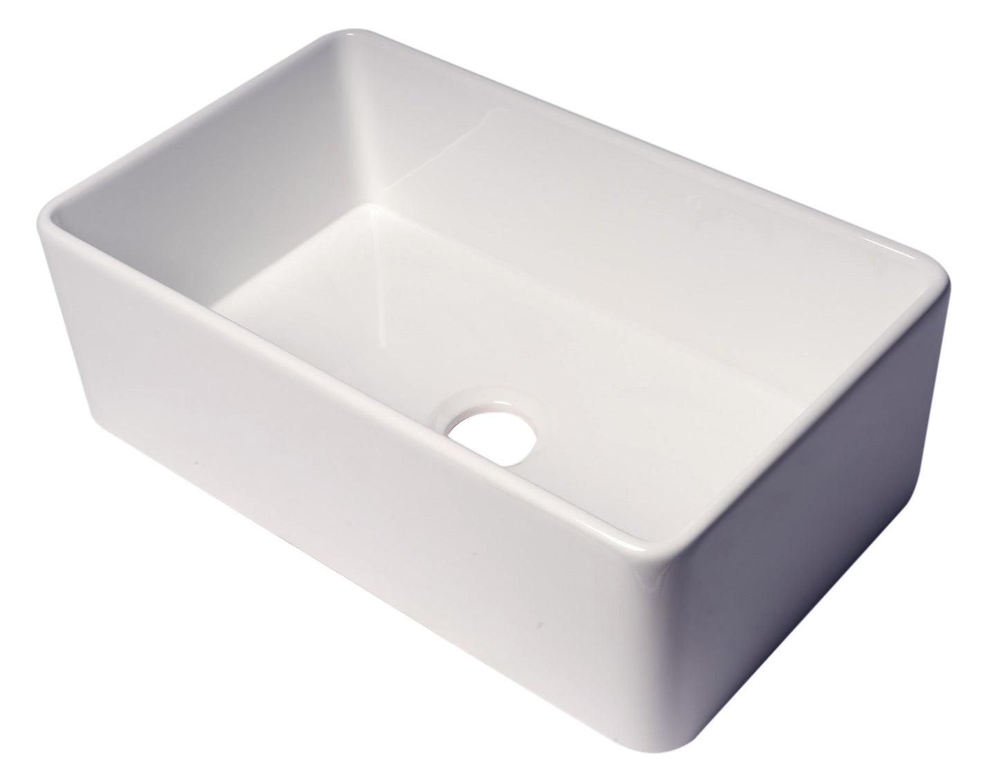 ALFI brand ABF3018 Smooth Apron 30" x 18" Single Bowl Fireclay Farm Sink