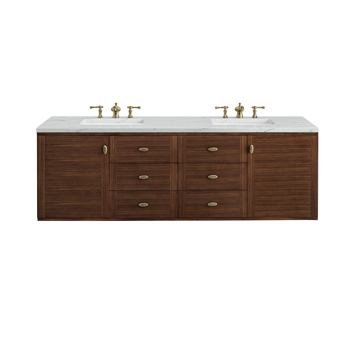 Amberly 72" Double Vanity Cabinet, Mid-Century Walnut