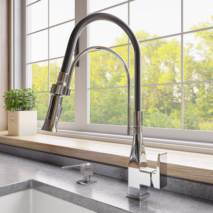 ALFI brand ABKF3023 Square Kitchen Faucet with Black Rubber Stem