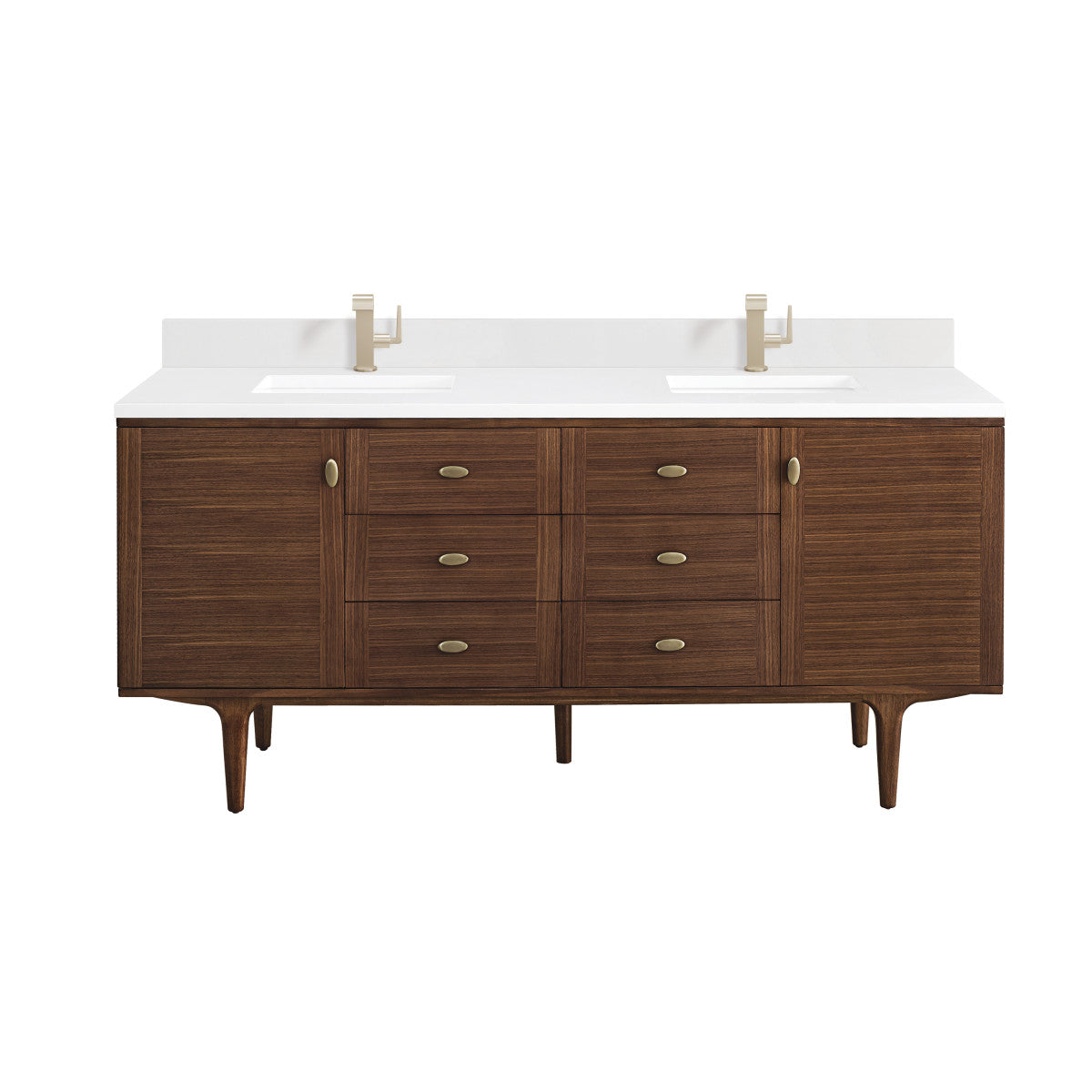 Amberly 72" Double Vanity Cabinet, Mid-Century Walnut