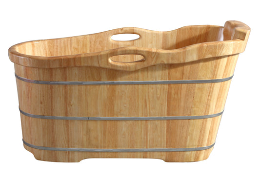 ALFI brand  AB1187 57" Free Standing Rubber Wooden Soaking Bathtub with Headrest