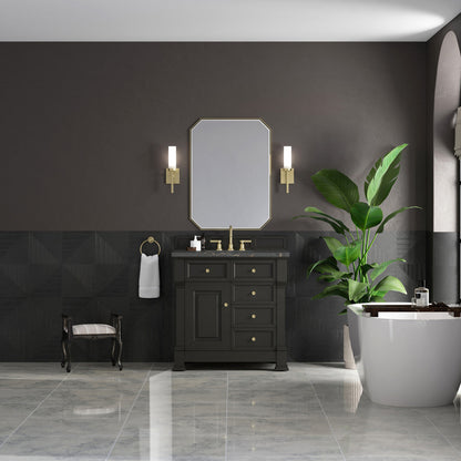 James Martin 547-V36 Brookfield 36” Single Vanity – Black Onyx / Honey Oak / Pearl Charcoal