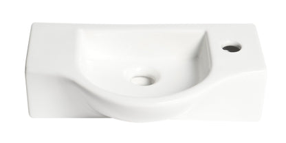 ALFI brand  ABC114 White 18" Small Wall Mounted Ceramic Sink with Faucet Hole