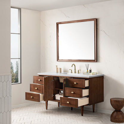 Amberly 60" Single Vanity Cabinet, Mid-Century Walnut
