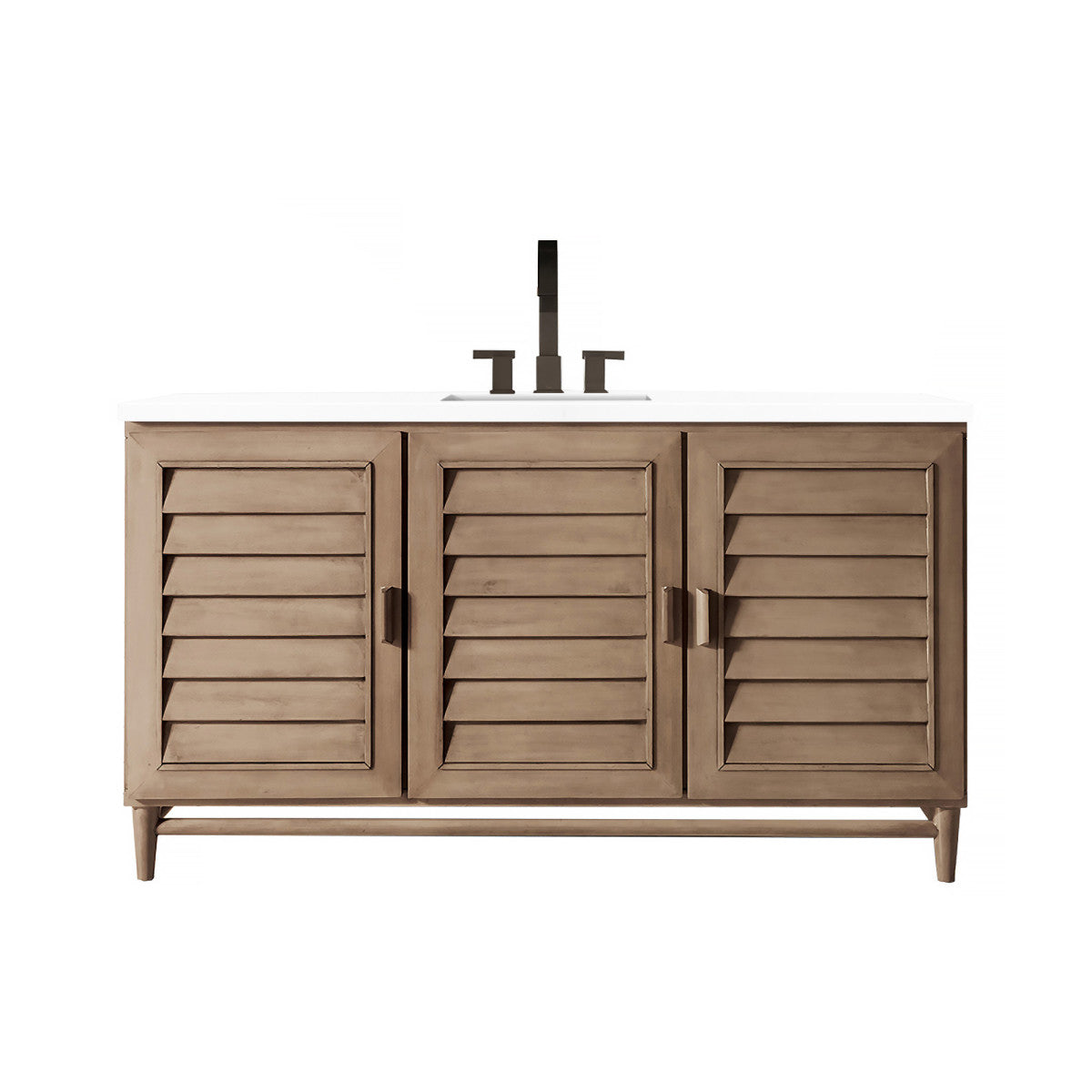 Portland 60" Single Vanity Cabinet, Whitewashed Walnut