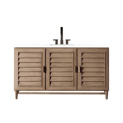 Portland 60" Single Vanity Cabinet, Whitewashed Walnut