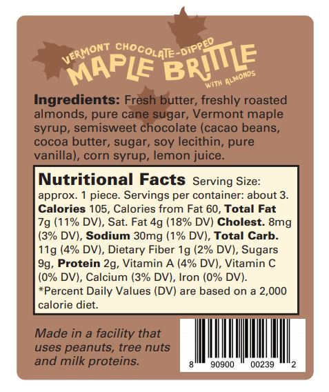 Chocolate-Dipped Maple Brittle with Almonds - Pouch