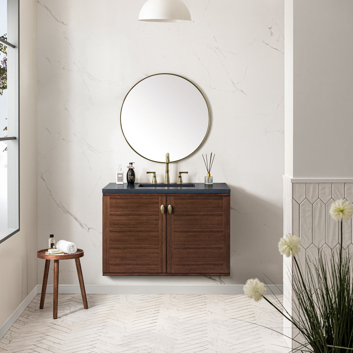 Amberly 36" Single Vanity Cabinet, Mid-Century Walnut