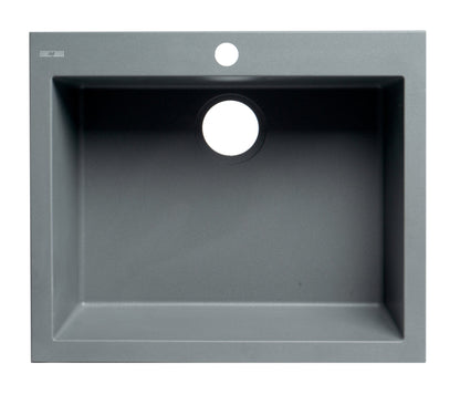 ALFI brand AB2420DI 24" Drop-In Single Bowl Granite Composite Kitchen Sink