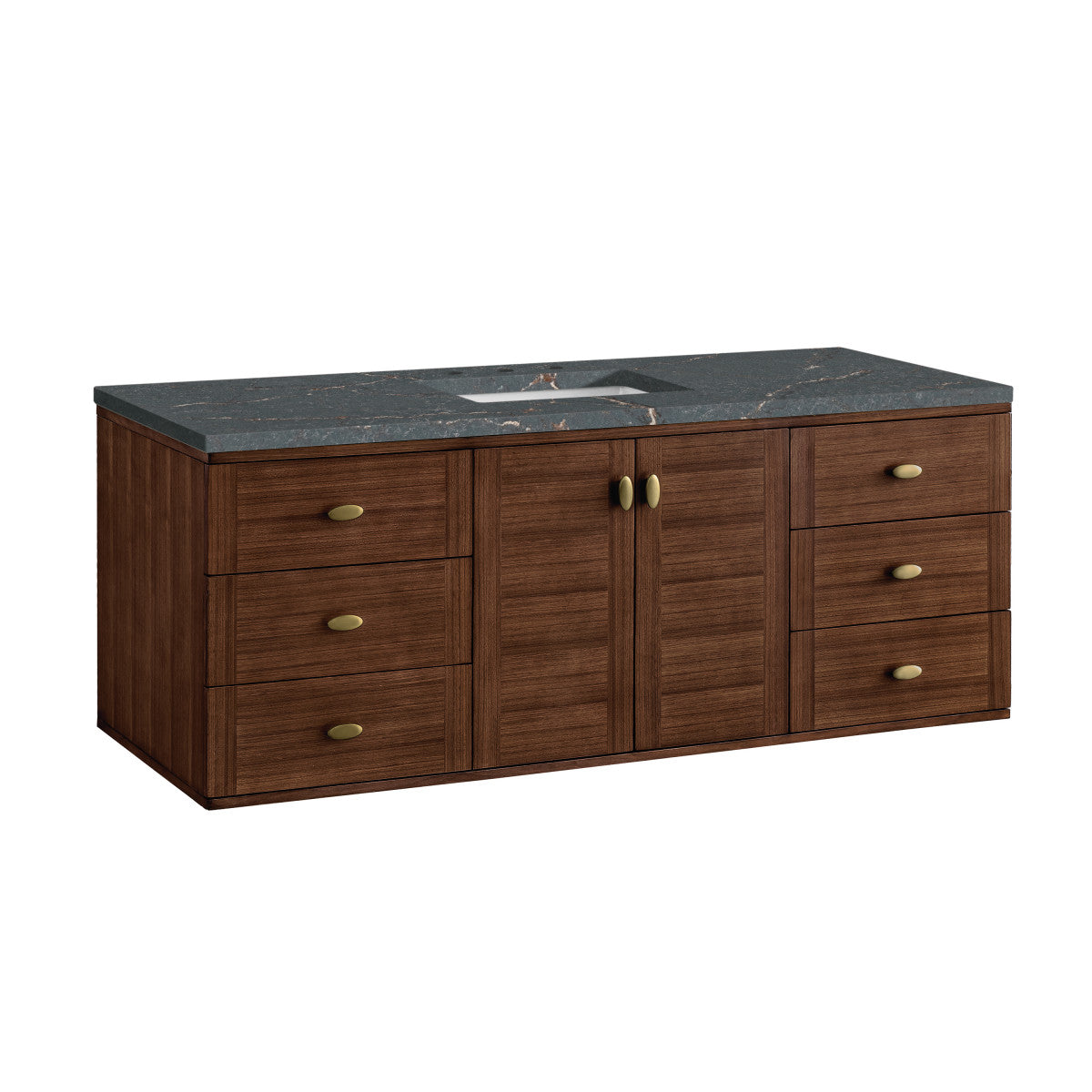 Amberly 60" Single Vanity Cabinet, Mid-Century Walnut