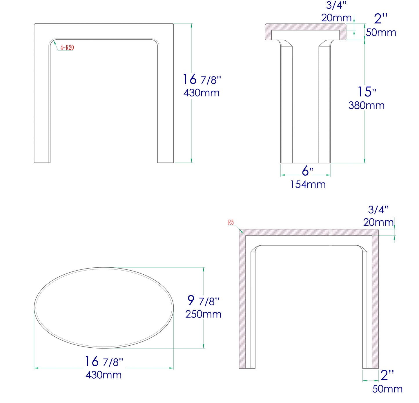 ALFI brand  ABST66BM Black Matte Solid Surface Resin Bathroom / Shower Stool