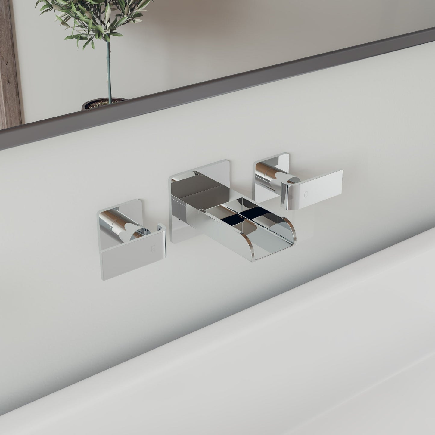 ALFI brand AB1796 Widespread Wall Mounted Modern Waterfall Bathroom Faucet