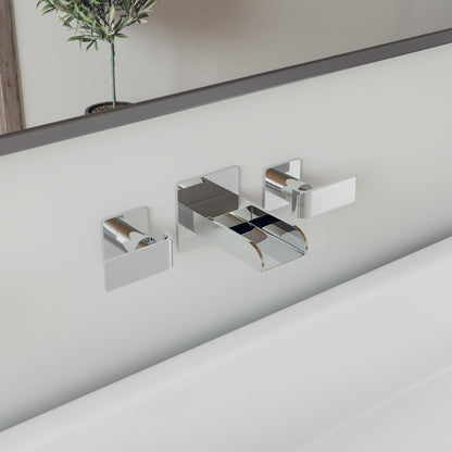 ALFI brand AB1796 Widespread Wall Mounted Modern Waterfall Bathroom Faucet