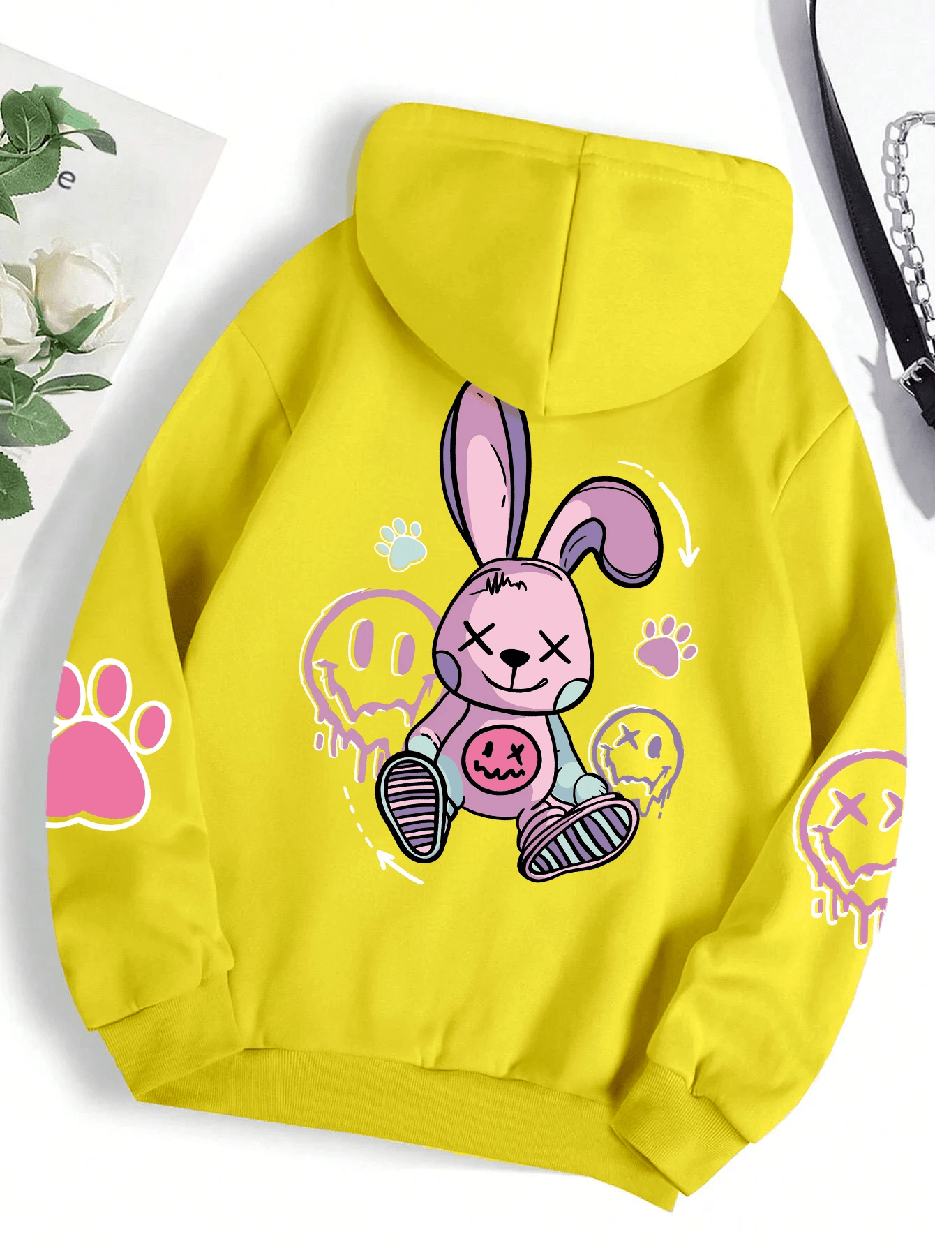 Hip Hop Oversized Printed Hoodie for Women Casual Fleece Sweatshirt