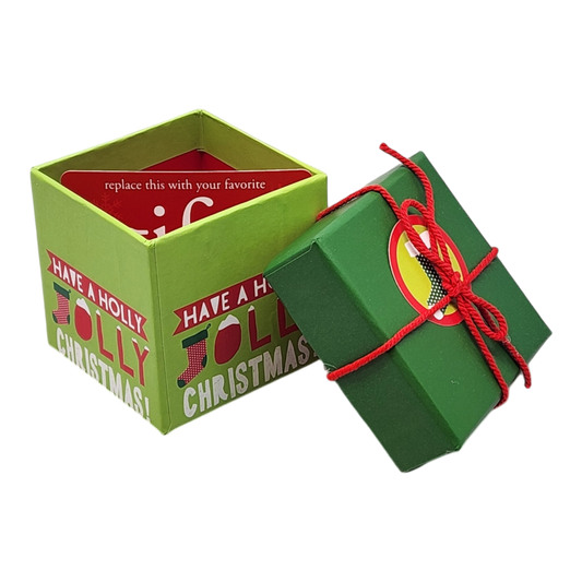 Gift Box Cube for Gift Cards - 3" x 3" -  Holly Jolly Christmas