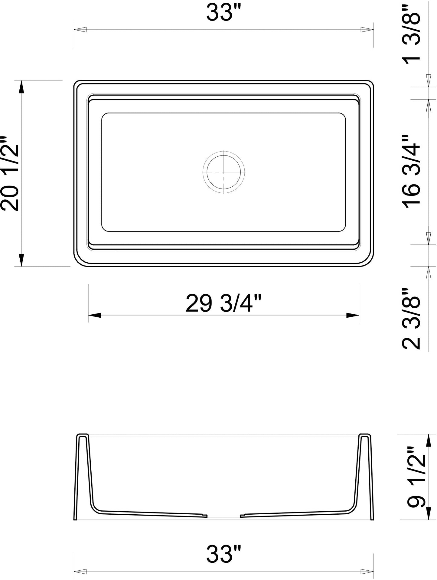 ALFI brand AB33FARM 33" Granite Composite Single Bowl Drop In Farm Sink with Accessories