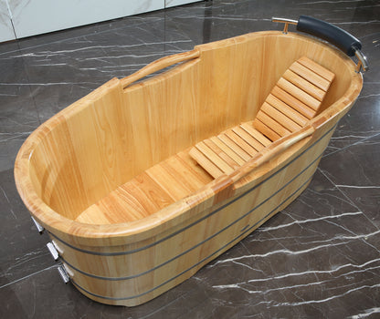 ALFI brand  AB1163 61" Free Standing Wooden Bathtub with Cushion Headrest