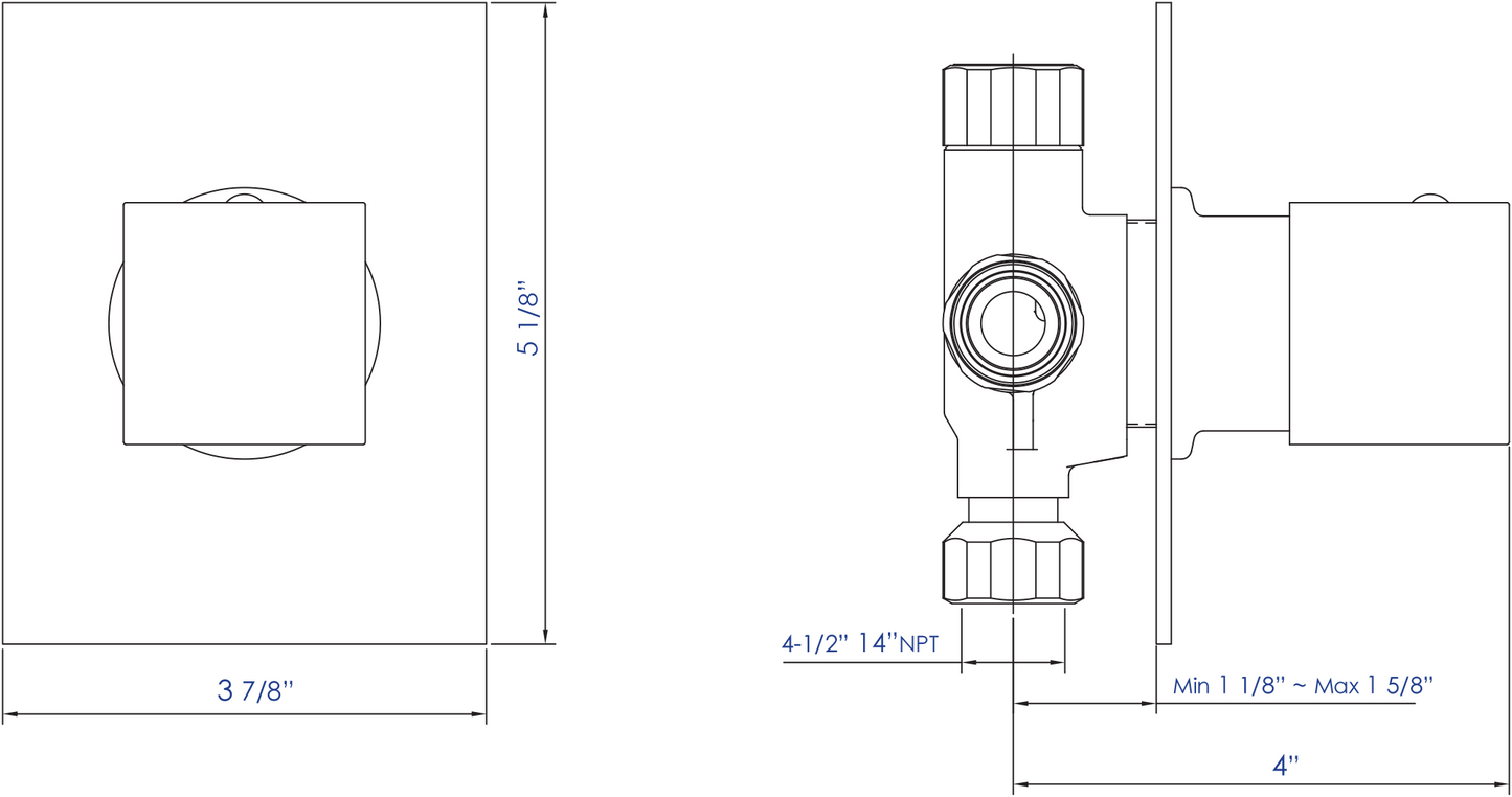 ALFI brand AB9209 Modern Square 3 Way Shower Diverter