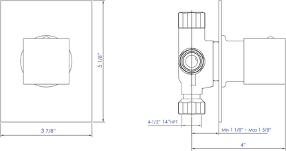 ALFI brand AB9209 Modern Square 3 Way Shower Diverter