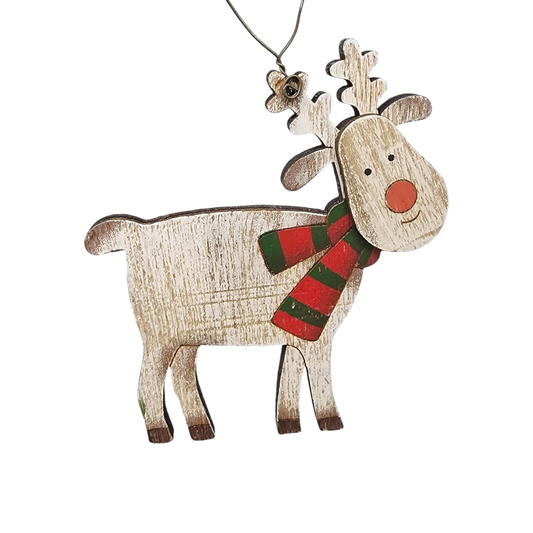 Rustic Wooden Reindeer Ornament -