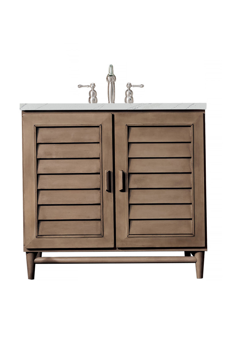 Portland 36" Single Vanity Cabinet, Whitewashed Walnut