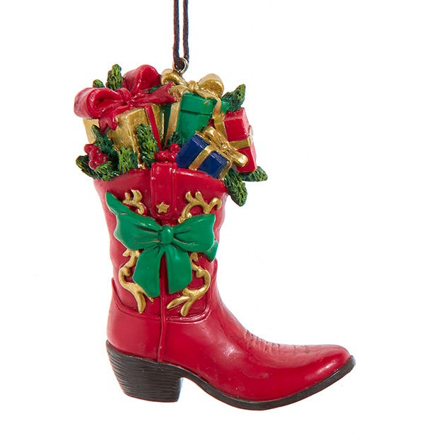 Festive Cowboy Boot Ornament -