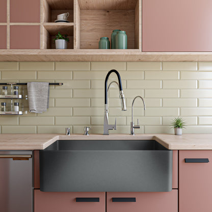 ALFI brand  ABCO3320SB Concrete Color 33 inch Reversible Single Fireclay Farmhouse Kitchen Sink