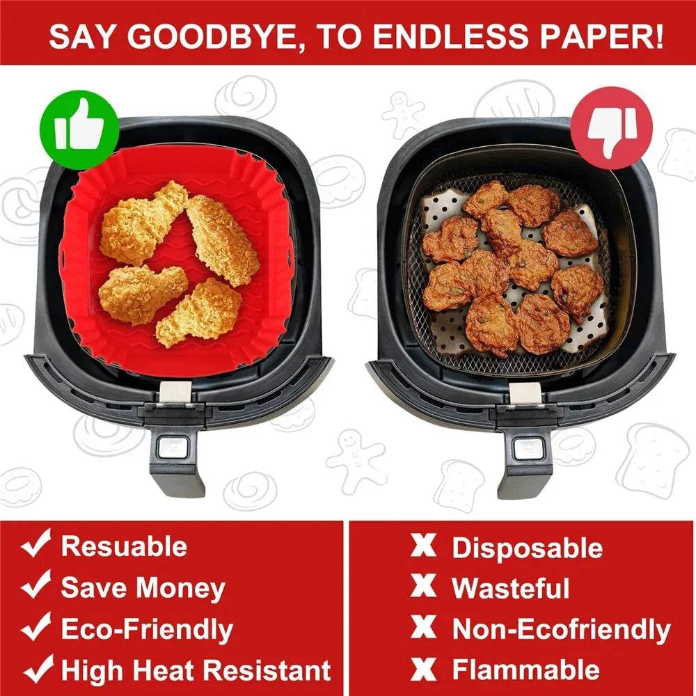 Reusable Silicone Airfryer Pan Liner – Non-Stick Baking Tray for Ovens