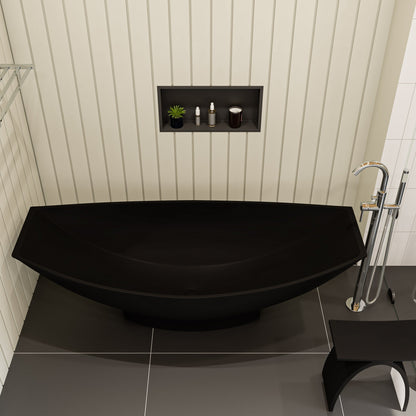 ALFI brand  AB9991BM Black Matte 71" Solid Surface Resin Free Standing Hammock Style Bathtub