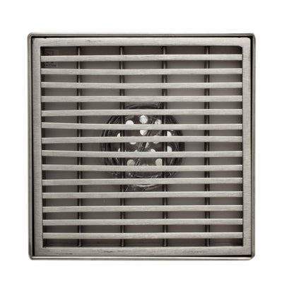 ALFI brand  ABSD55D 5" x 5" Square Stainless Steel Shower Drain with Groove Lines