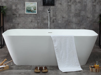 ALFI brand  AB9952 67" White Rectangular Solid Surface Smooth Resin Soaking Bathtub