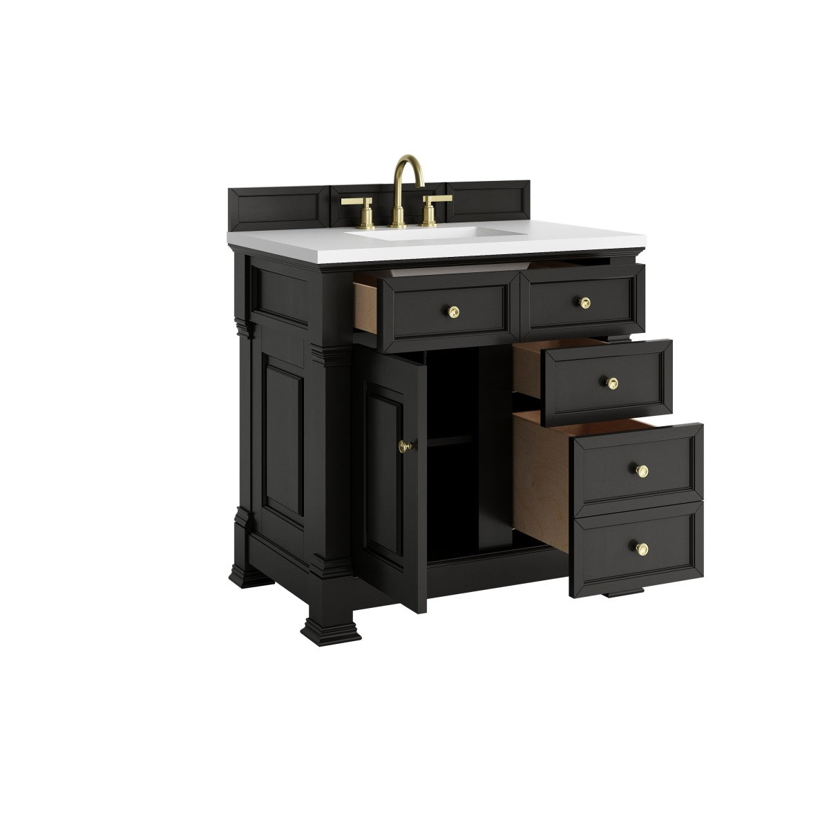 James Martin 547-V36 Brookfield 36” Single Vanity – Black Onyx / Honey Oak / Pearl Charcoal