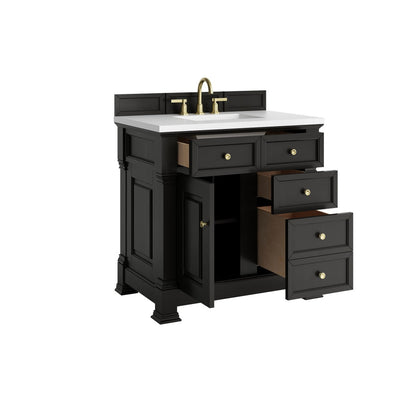 James Martin 547-V36 Brookfield 36” Single Vanity – Black Onyx / Honey Oak / Pearl Charcoal