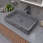 ALFI brand  ABCO24R 24" Solid Concrete Chiseled Style Rectangular Above Mount Vessel Sink
