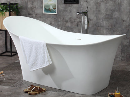 ALFI brand  AB9915 74" White Solid Surface Smooth Resin Soaking Slipper Bathtub