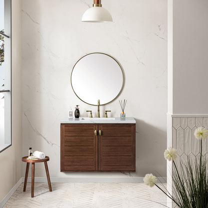 Amberly 36" Single Vanity Cabinet, Mid-Century Walnut
