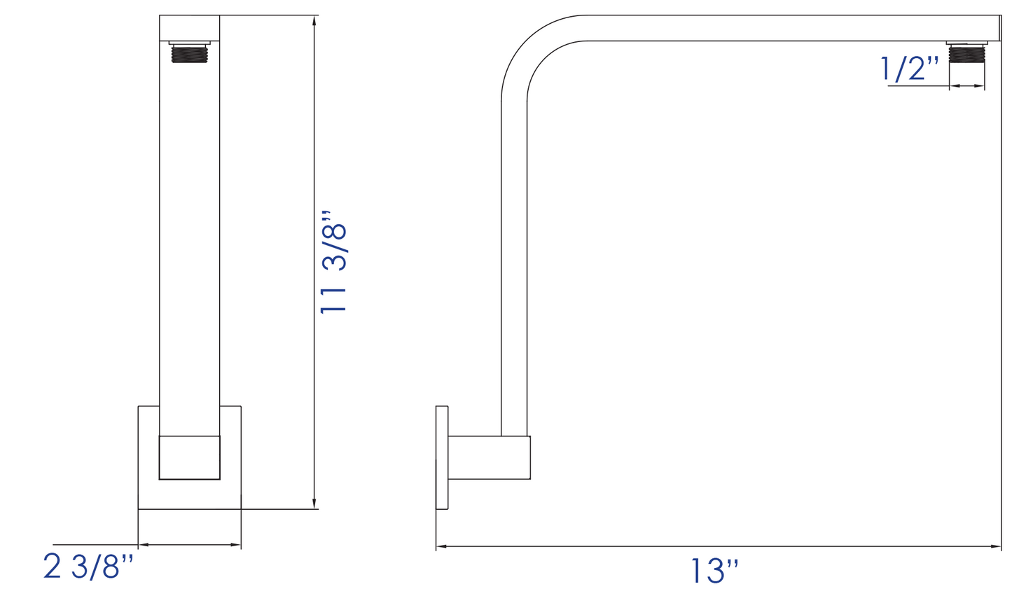 ALFI brand AB12GSW 12" Square Raised Wall Mounted Shower Arm