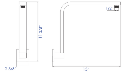 ALFI brand AB12GSW 12" Square Raised Wall Mounted Shower Arm