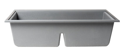 ALFI brand AB3418DBUM 33" Granite Composite Workstation Step Rim Double Bowl Undermount Sink with Accessories
