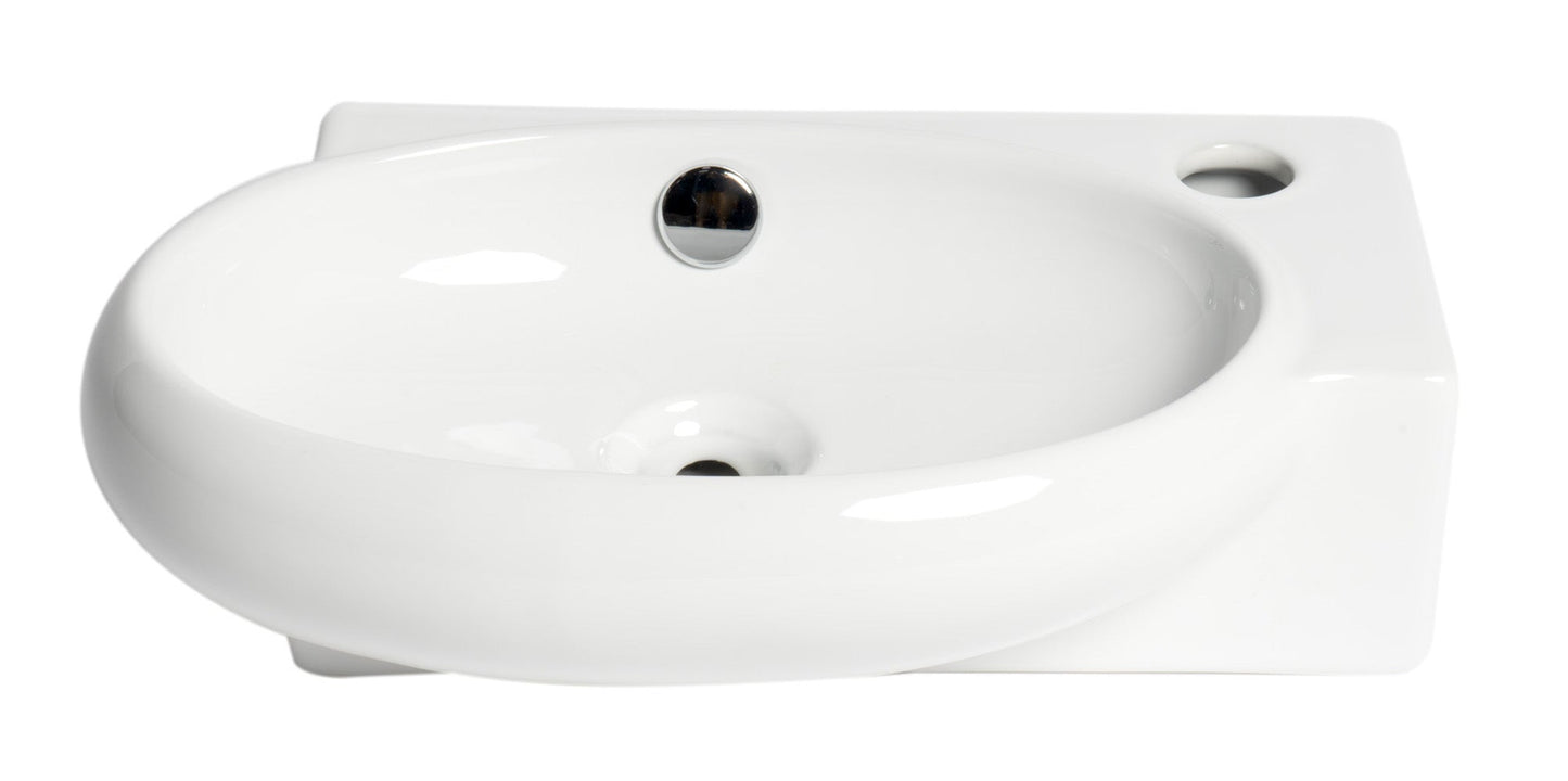 ALFI brand  ABC117 White 17" Small Wall Mounted Ceramic Sink with Faucet Hole