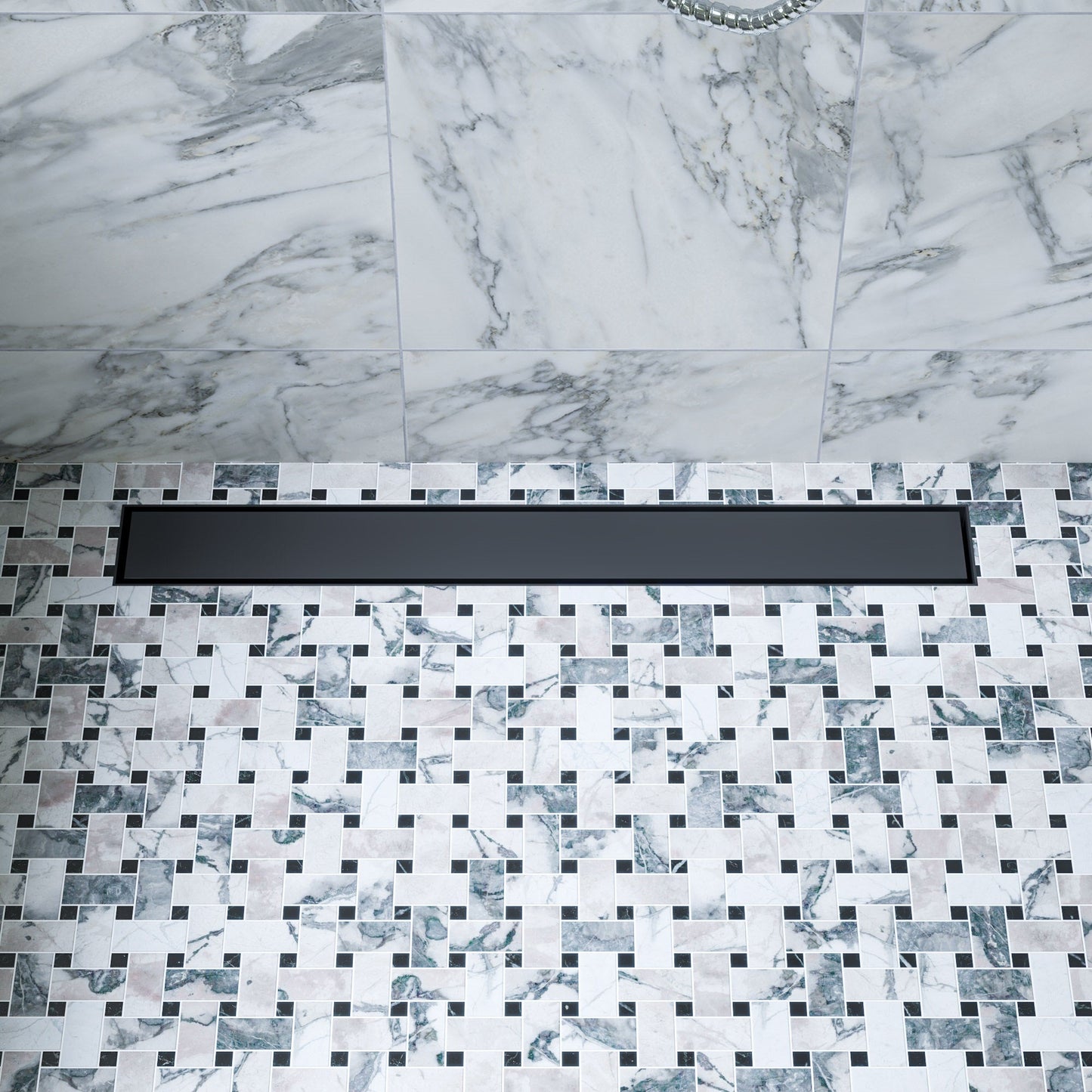 ALFI brand ABLD24B ABLD24B-BM 24" Black Matte Stainless Steel Linear Shower Drain with Solid Cover
