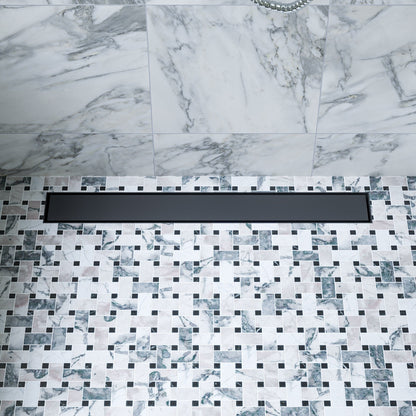 ALFI brand ABLD24B ABLD24B-BM 24" Black Matte Stainless Steel Linear Shower Drain with Solid Cover