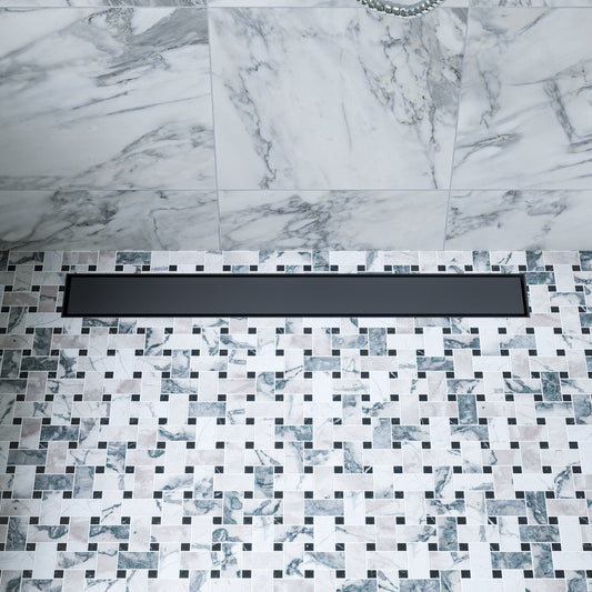 ALFI brand ABLD24B ABLD24B-BM 24" Black Matte Stainless Steel Linear Shower Drain with Solid Cover