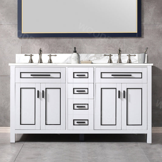 WOODBRIDGE Milan 61” Floor Mounted Single Basin Vanity Set with Solid Wood Cabinet