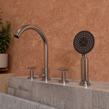 ALFI brand AB2503 Deck Mounted Tub Filler with Hand Held Showerhead