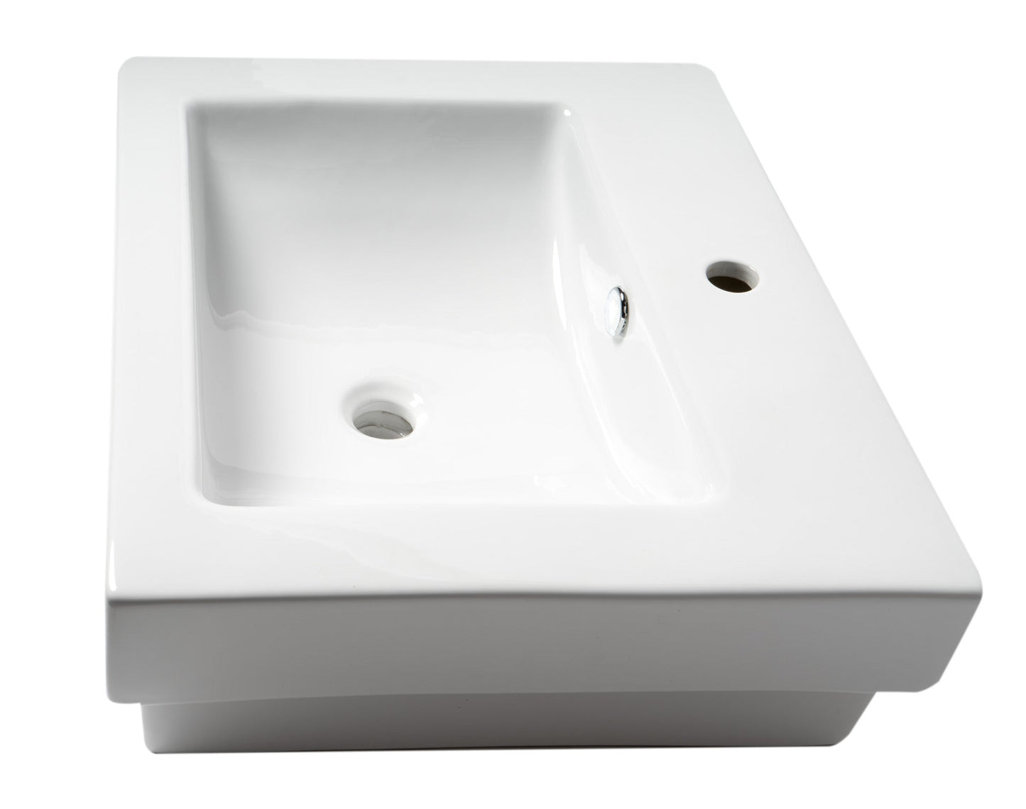 ALFI brand  ABC701 White 24" Rectangular Semi Recessed Ceramic Sink with Faucet Hole