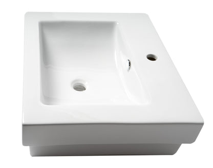 ALFI brand  ABC701 White 24" Rectangular Semi Recessed Ceramic Sink with Faucet Hole