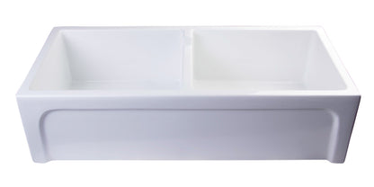 ALFI brand AB3918ARCH Arched Apron Thick Wall Fireclay Double Bowl Farm Sink