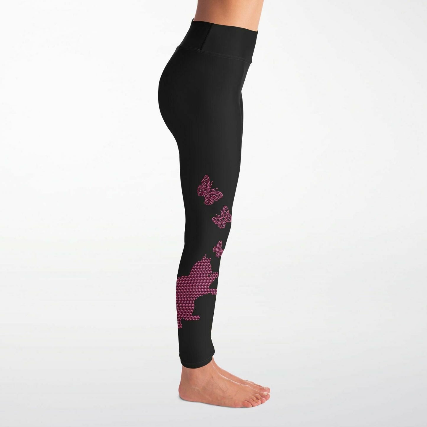 Kitty Butterfly  Rhinestone Leggings with Pockets